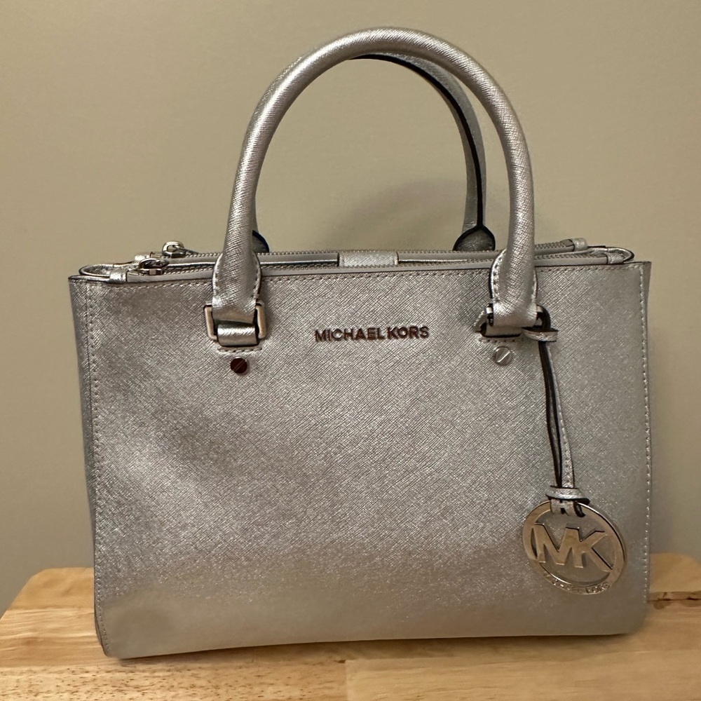 Michael Kors Metallic Silver Satchel - Picture 7 of 12